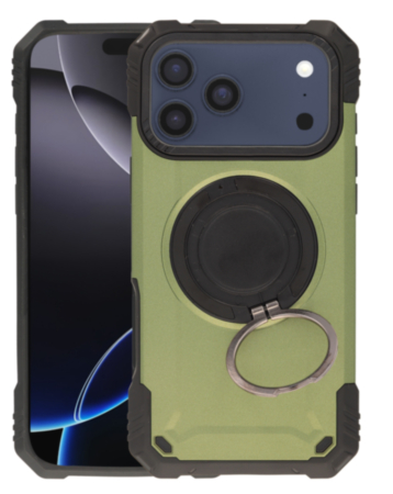 Hybrid Tuff Case with Magnetic Kickstand (ARMY GREEN) for iPhone 17 Pro Max (Only Ground Shipping)