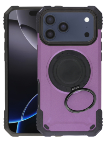Hybrid Tuff Case with Magnetic Kickstand (PURPLE) for iPhone 17 Pro Max (Only Ground Shipping)