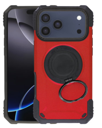 Hybrid Tuff Case with Magnetic Kickstand (RED) for iPhone 17 Pro Max (Only Ground Shipping)