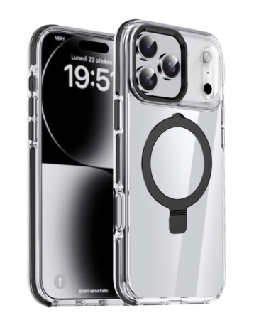 Magnetic Clear Case with Kickstand - BLACK for iPhone 17 Pro Max (Only Ground Shipping)