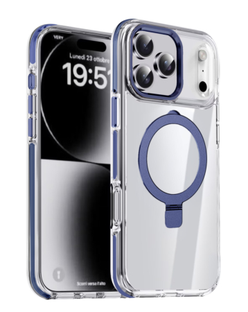 Magnetic Clear Case with Kickstand - BLUE for iPhone 17 Pro Max (Only Ground Shipping)