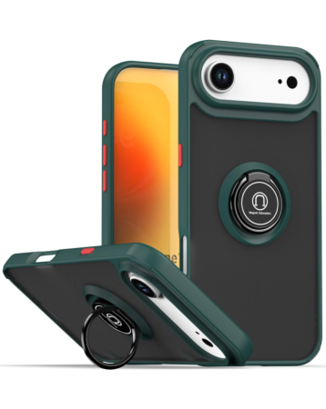 Hard PC Rear / Soft TPU Colorful Border Case with I-ring Holder - DARK GREEN for iPhone Air (Only Ground Shipping)