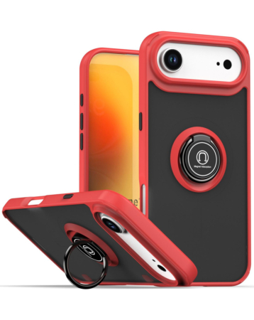 Hard PC Rear / Soft TPU Colorful Border Case with I-ring Holder - RED for iPhone Air (Only Ground Shipping)