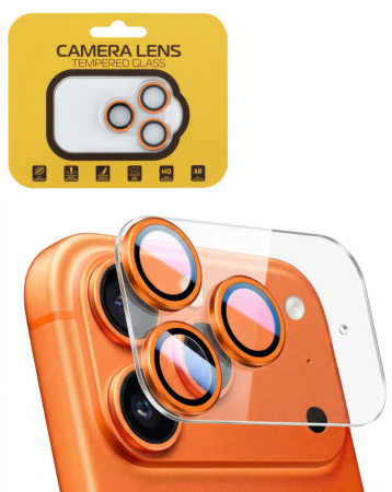 Clear Back Camera Tempered Glass with Metal Ring for 17 Pro (COSMIC ORANGE)