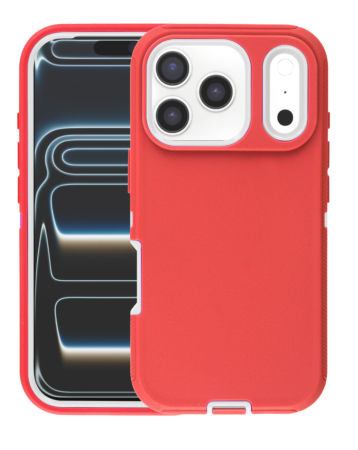 Heavy Duty Case for iPhone 17 Pro Max (RED & WHITE) (Only Ground Shipping)