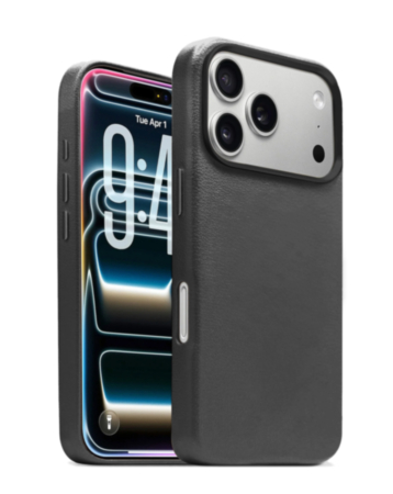 New Leather Case with Wireless Charger with IC Chip (BLACK) for iPhone 17 Pro Max (Only Ground Shipping)