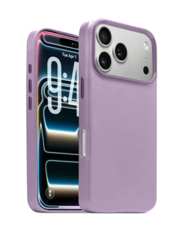 New Leather Case with Wireless Charger with IC Chip (LIGHT PURPLE) for iPhone 17 Pro (Only Ground Shipping)
