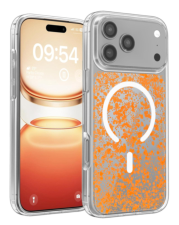 Glitter Transparent Magnetic Cases  - ORANGE for iPhone 17 Pro Max (Only Ground Shipping)