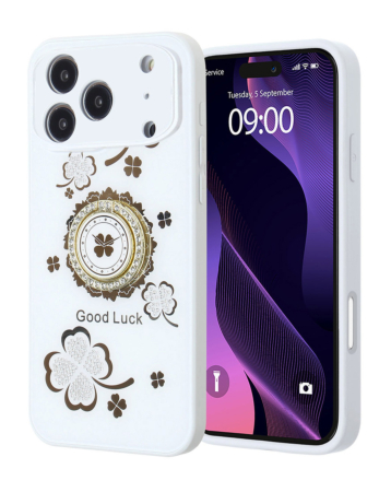 Luxury Diamond Shiny Cases with Ring - WHITE for iPhone 17 Pro Max (Only Ground Shipping)