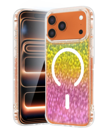 CD-Pattern Electroplated Four Corner Shockproof Case (RAINBOW) for iPhone 17 Pro Max (Only Ground Shipping)