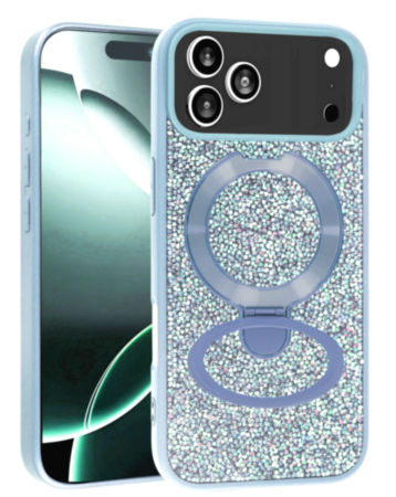 Sparkle Luxury Slim Case with Magnetic Kickstand for iPhone 17 Pro Max (LIGHT BLUE) (Only Ground Shipping)
