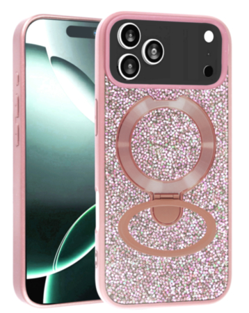 Sparkle Luxury Slim Case with Magnetic Kickstand for iPhone 17 Pro Max (PINK) (Only Ground Shipping)