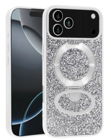 Sparkle Luxury Slim Case with Magnetic Kickstand for iPhone 17 Pro Max (WHITE) (Only Ground Shipping)