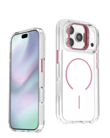 Magnetic Clear Case with Camera Kickstand for iPhone 17 Pro Max (PINK) (Only Ground Shipping)