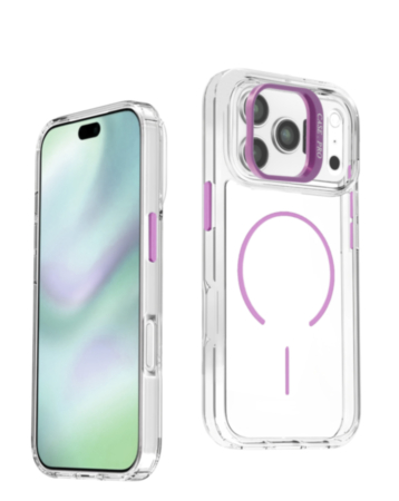 Magnetic Clear Case with Camera Kickstand for iPhone 17 Pro Max (PURPLE) (Only Ground Shipping)