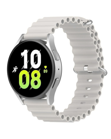 Ocean Band Silicone Sport Strap Band with Double Metal Rings for Galaxy Watch (20mm) (WHITE) (Only Ground Shipping)