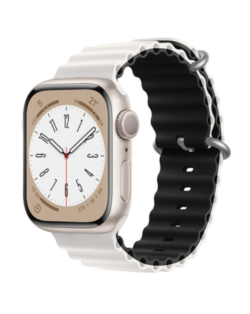 iWatch (38/40/41mm) Ocean Band Silicone Sport Strap Band - WHITE & BLACK (Only Ground Shipping)