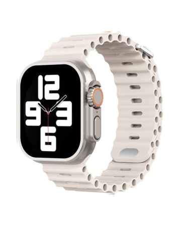 iWatch (38/40/41mm) Ocean Band Silicone Sport Strap Band - WHITE & THE ANTIQUE WHITE (Only Ground Shipping)