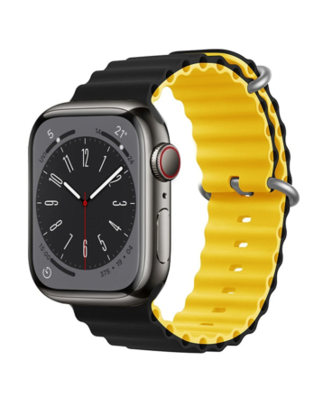 iWatch (38/40/41mm) Ocean Band Silicone Sport Strap Band - BLACK & YELLOW (Only Ground Shipping)