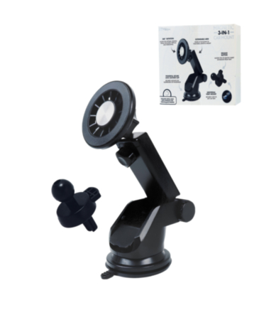 Magnetic Long Retractable Arm Car Mount with Magsafe (3in1) - BLACK (Only Ground Shipping)
