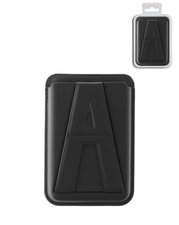 A Design Leather Magnetic Card Wallet Holder with Stand - BLACK (Only Ground Shipping)