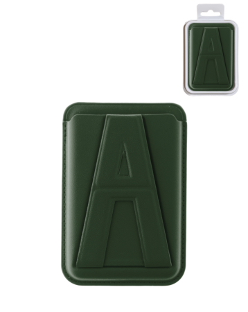 A Design Leather Magnetic Card Wallet Holder with Stand - GREEN (Only Ground Shipping)