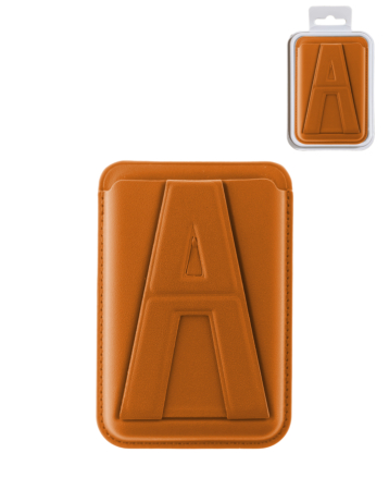 A Design Leather Magnetic Card Wallet Holder with Stand - ORANGE (Only Ground Shipping)