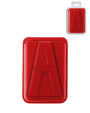 A Design Leather Magnetic Card Wallet Holder with Stand - RED (Only Ground Shipping)