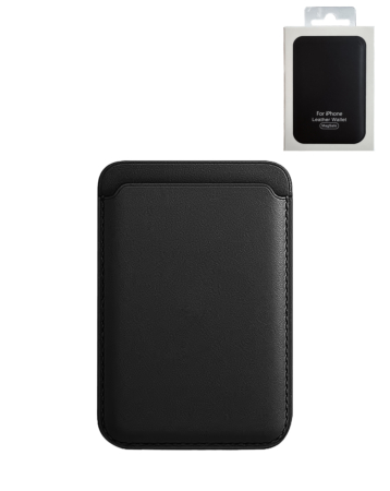Leather Magnetic Card Wallet Holder - BLACK (Only Ground Shipping)