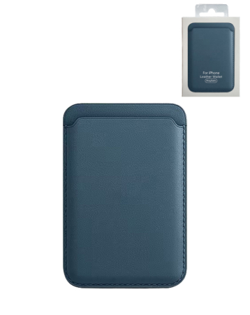Leather Magnetic Card Wallet Holder - DARK BLUE (Only Ground Shipping)