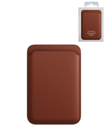 Leather Magnetic Card Wallet Holder - BROWN (Only Ground Shipping)
