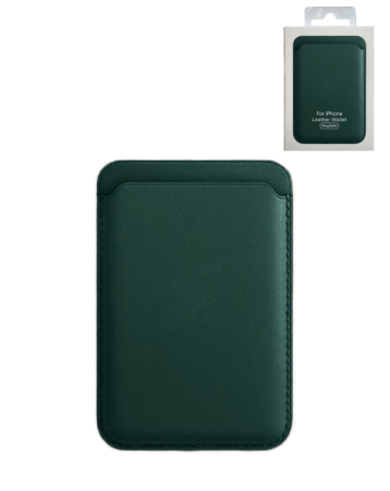 Leather Magnetic Card Wallet Holder - GREEN (Only Ground Shipping)