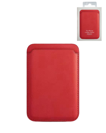 Leather Magnetic Card Wallet Holder - RED (Only Ground Shipping)