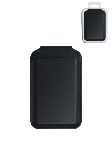 Leather Magnetic Card Wallet Holder with Stand - BLACK (Only Ground Shipping)
