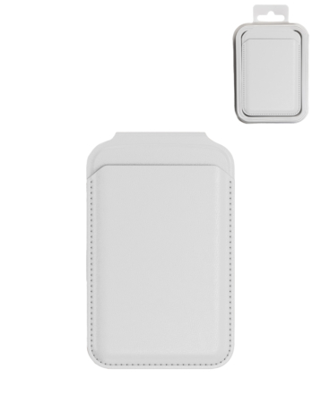 Leather Magnetic Card Wallet Holder with Stand - WHITE (Only Ground Shipping)
