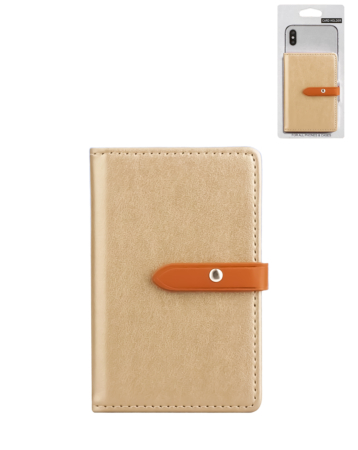 Universal Back Phone Leather Wallet Cash ID Credit Card Slot (GOLD) (Only Ground Shipping)