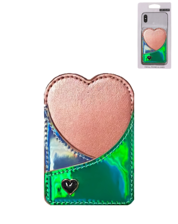Universal Back Phone Heart Design Leather Card Slot (GREEN) (Only Ground Shipping)