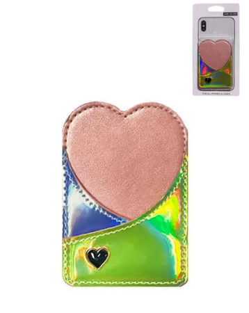 Universal Back Phone Heart Design Leather Card Slot (YELLOW) (Only Ground Shipping)
