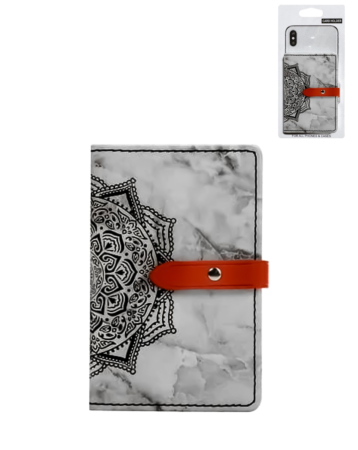 Universal Back Phone Datura Flower Leather Card Slot (DARK BLACK) (Only Ground Shipping)