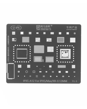 Order the AMAOE BGA reballing stencil for iPhone XS, XR, and XS Max – 0.12mm A12, not returnable.