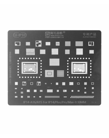 Shop the AMAOE BGA Reballing Stencil for iPhone 14, 14 Plus, 14 Pro, and 14 Pro Max – 0.10mm A15 and A16.
