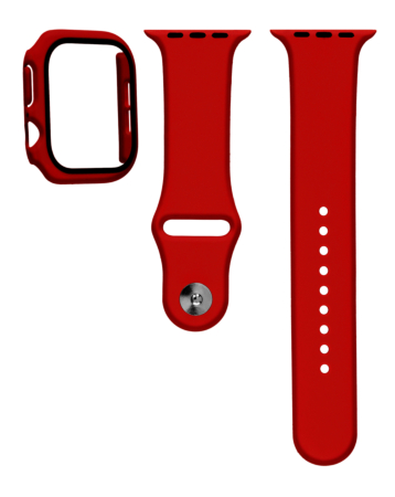 Silicone Soft Band & Bumper Case with Tempered Glass - RED for iWatch 41mm (Only Ground Shipping)