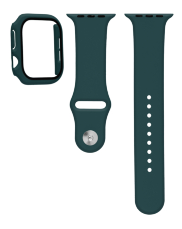 Silicone Soft Band & Bumper Case with Tempered Glass - TEAL for iWatch 41mm (Only Ground Shipping)