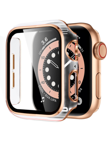 iWatch 41mm Shinny Hard PC Bumper Case - CLEAR & ROSE GOLD (Only Ground Shipping)