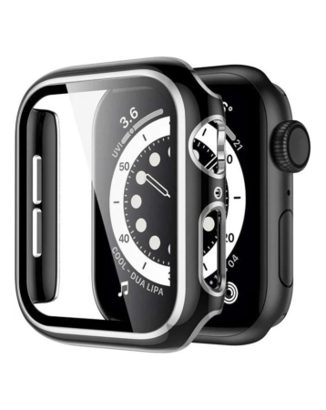 iWatch 41mm Shinny Hard PC Bumper Case - BLACK & SILVER (Only Ground Shipping)
