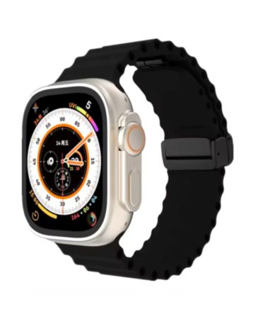 Ocean-Style Magnetic Silicone Band (BLACK) for iWatch (42/44/45/49mm) (Only Ground Shipping)