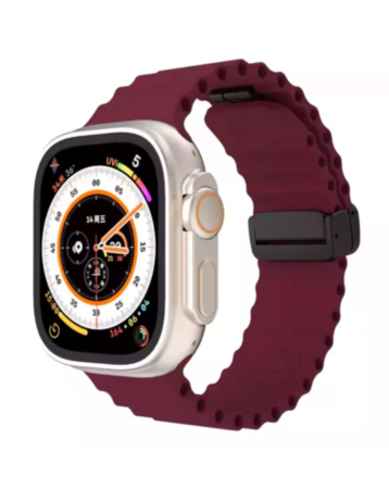 Ocean-Style Magnetic Silicone Band (BURGUNDY) for iWatch (42/44/45/49mm) (Only Ground Shipping)