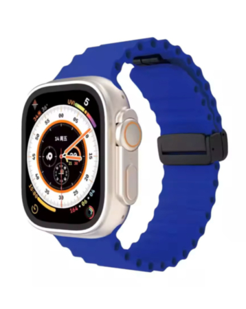 Ocean-Style Magnetic Silicone Band (NAVY BLUE) for iWatch (42/44/45/49mm) (Only Ground Shipping)