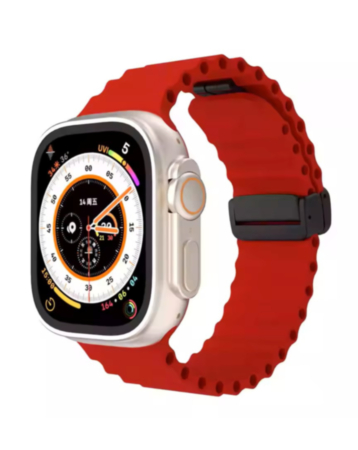 Ocean-Style Magnetic Silicone Band (RED) for iWatch (42/44/45/49mm) (Only Ground Shipping)