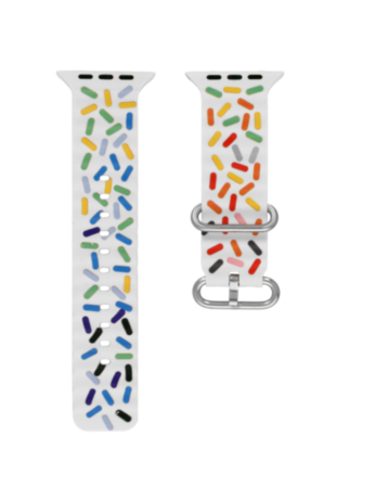 Rainbow Sprinkle Silicone Band (WHITE) for iWatch (42 / 44 / 45 / 49mm) (Only Ground Shipping)